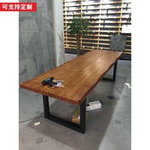 Simple Iron Art Solid Wood Large Plate Table Desk Bench Negotiation Table Rectangular Meeting Table Retro Writing Desk