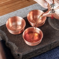 Copper small tea cup Kung Fu Small set Jianzhan teapot copper cup tea 6 tea copper tea tea set accessories