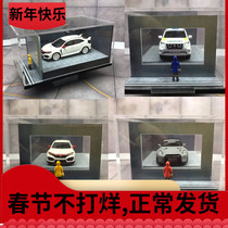 1 64 Little boy outside the car model window car model parking lot model scene dustproof display box