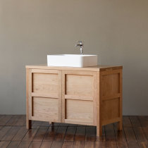 MUMO wood ink log sink bathroom cabinet modern simple toilet full solid wood storage basin cabinet