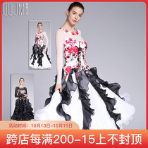 2021 modern dance dress new streamer big swing dress tint gauze square dance ballroom dance flowing comfortable velvet dress