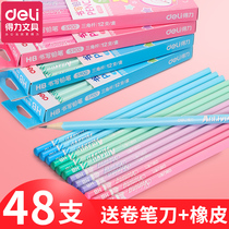 The first and second grade writing log pencil HB triangle pen pole cute paper box kindergarten childrens writing drawing pen chalk Blue