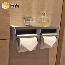 Punch-free tissue rack toilet toilet waterproof 304 stainless steel Double Roll Machine storage rack tissue box