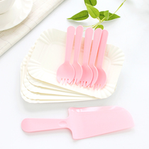 Birthday cake knife and fork plate birthday cap disposable knife and fork