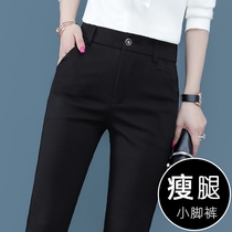 High-grade black nine-point pants thin Harem pants womens 2021 spring and autumn new loose high-waisted professional trousers small pants