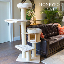 (Flower Pig Home) Honeypot Cat Climbing solid wood Cat Tree Large Luxury Cat House Wooden Cat House Villa Cisfeng