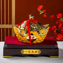 Jingdezhen Ceramic wine altar 5 catties Loaded Liquor Bottle Home Seal Creative Pendulum gold Yuanbao wine jar with gift box