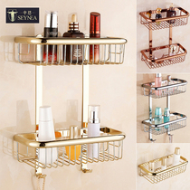 Bathroom shelf Fine copper bathroom bathroom corner rack Bathroom shelf Bathroom wall-mounted square basket storage rack