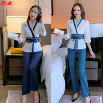New health care room pedicure technician work clothes sexy foot bath sauna SPA set slim beauty massage clothes
