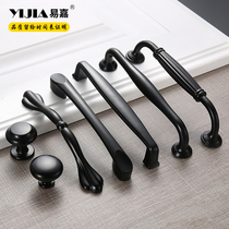 Yi Jia European wardrobe door handle American kitchen wine cabinet handle modern simple black cabinet drawer handle