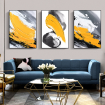 Hand-painted abstract oil painting modern simple living room triptych three-dimensional decorative painting mysterious yellow block sofa background wall hanging painting