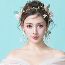 Cute bride Korean sweet flower jewelry Spirit butterfly super-sen female wind hoop pink flowers long flower