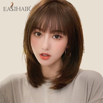 Wig female long hair Summer real hair Full real hair Simulation natural full headgear Female net red medium long hair real hair