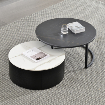 Italian-style slate round coffee table size apartment Nordic living room creative storage modern minimalist light luxury round tea table