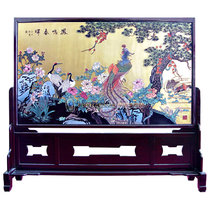  Yangzhou lacquerware factory direct sales lacquer Real gold Fengming Chunhui floor screen Hotel classical decoration partition customization