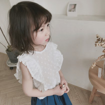 Girls cotton hemp shirt 20 summer childrens clothing new Korean version of baby baby doll shirt loose temperament top