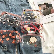 ins love cute girl heart transparent pvc waterproof cosmetic bag cartoon pig storage bag