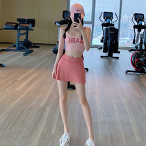 Sports skirt womens skirt anti-light casual gym quick-dry slim running fake two yoga skirt pants summer