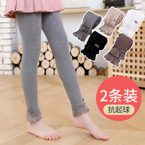 Girls leggings spring and autumn thin cotton outside wearing foreign style baby fashion gray thick childrens ankle-length pants