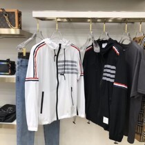 Silver Childrens Day Thom Browne 20 New TB Spring Summer Four Bars Reflective Striped male and female sunscreen Casual Jacket