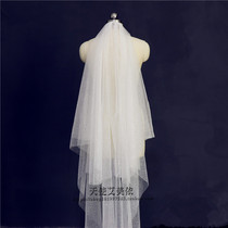 Net red luminous veil white sequins bronzing glitter accessories Bridal wedding short double-layer hair comb hair ornaments