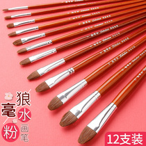 Watercolor Chalk Set Single Brush Wolf Watercolor Student Adult Art Professional Paintbrush Oil Paint Brush Round Head Watercolor Pen Propylene Single Brush Set Fan Shaped Pork Rowle Paintbrush Art Paintbrush