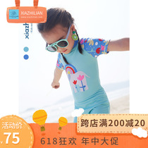 UPF50 Korea Han Fan Childrens bathing suit girl warm conjoined baby boy swimsuit sunscreen surf