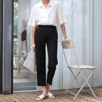 Spring and autumn straight suit pants loose casual wide leg trousers joyfully skinny black ankle-length pants comfortable and breathable