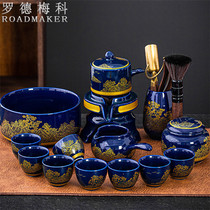 Rod Meike piled gold enamel color full semi-automatic tea set set creative retro ceramic household tea set