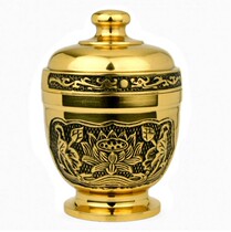 Buddha incense Tao supplies fragrant powder cans incense utensils 4 5 inch Ssangyong Lotus pure copper powder storage tank