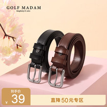 Golden Belt womens jeans retro simple joker leather cowhide pin buckle Korean fashion belt women