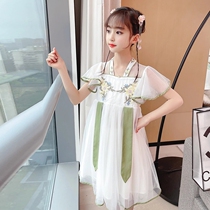 Next win girls improved Hanfu 2021 summer new Chinese style super fairy embroidered Tang dress children dress