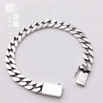 Silver password Cuban bracelet male pure silver Trend fashion ins hip-hop crude oil retro handmade handmade bracelet