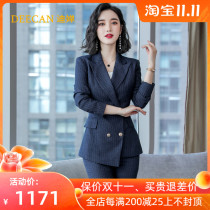 DEECAN fashion light luxury general manager stripe professional suit female 20 new temperament goddess fan dress suit autumn