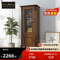 American country all solid wood high cabinet ash wood single door glass high cabinet living room locker furniture simple sideboard