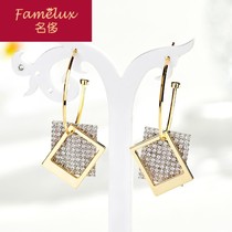 The famous French elegant square earrings female ins long exaggerated earrings simple temperament ZW0303