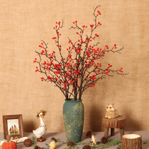 North American Winter Green Fruits Simulation Flowers Red Berries Retro Fields Garden Wind Rich Fruit Fake Flowers Decoration Floor Dry Flower Pendulum Pieces