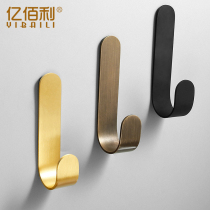 Brass adhesive hook Nordic kitchen wall Wall non-hole single creative adhesive hook pure copper porch coat hook