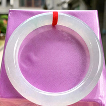 Burmese jadeite ice pure white jade bracelet jadeite white ice is circle flat strip womens jade bracelet with certificate