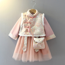 New Year clothes womens babies winter clothes childrens red dresses winter New year clothes girls Chinese clothes Tang clothes Tide