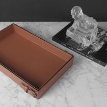 Namo new Chinese orange leather metal tray Belt buckle decorative storage tray Living room desktop tray