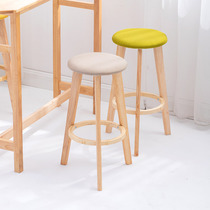 Solid wood bar chair backrest bar stool modern simple front desk bar chair home Nordic high foot stool