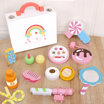 Wooden Candy Cosmetic box Children Dresser Cosmetics Simulation House toy set Princess girl gift