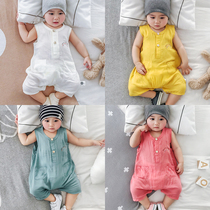 British next kid baby vest jumpsuit thin section clothes summer baby ice silk sleeveless summer dress romper tide