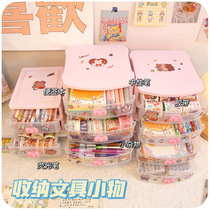 Transparent drawer type pen holder ins creative girl cute student desktop large capacity multifunctional stationery storage box