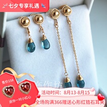 CCs Jewelry workshop New product London Blue Water Drop Topaz without pierced ears and painless handmade mosquito coil ear clip