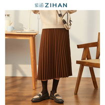 Early series of purple Han winter skirt long pleated skirt beef tendon running bag skirt thin with hanging feeling thickening tide