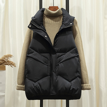 Down cotton waistcoat for short autumn and winter 2021 new Korean version jacket outside wearing black 100 lap shoulder waistcoat jacket