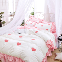 ins net red sheet quilt cover girls heart bed four sets 100 full cotton pure cotton 1 8m bed princess wind bed product 4