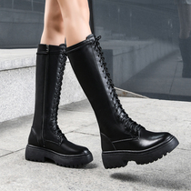 Autumn and winter plus velvet Martin boots female 2021 new leather Joker high boots Net red slim boots